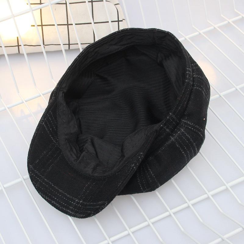 Ladies Fashion Retro Octagon Hat Women Autumn Winter Casual Wild Pumpkin Plaid Beret Cap