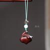 Sandalwood Zodiac Rabbit Phone Charm and Bag Pendant - Cute Cartoon Droopy-Eared Rabbit Accessory