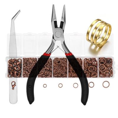 Juego de herramientas de joyería para hacer tú mismo con alicates de punta plana, pinzas y herramienta para abrir y cerrar anillos - Paquete de material de decoración