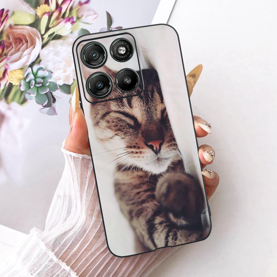 Für Motorola Moto G17 Power Case Moto G15 Niedliche Katze Blumen Bemalte Hülle Weiche TPU Handyhülle Für Motorola G15 Power MotoG17 Taschen