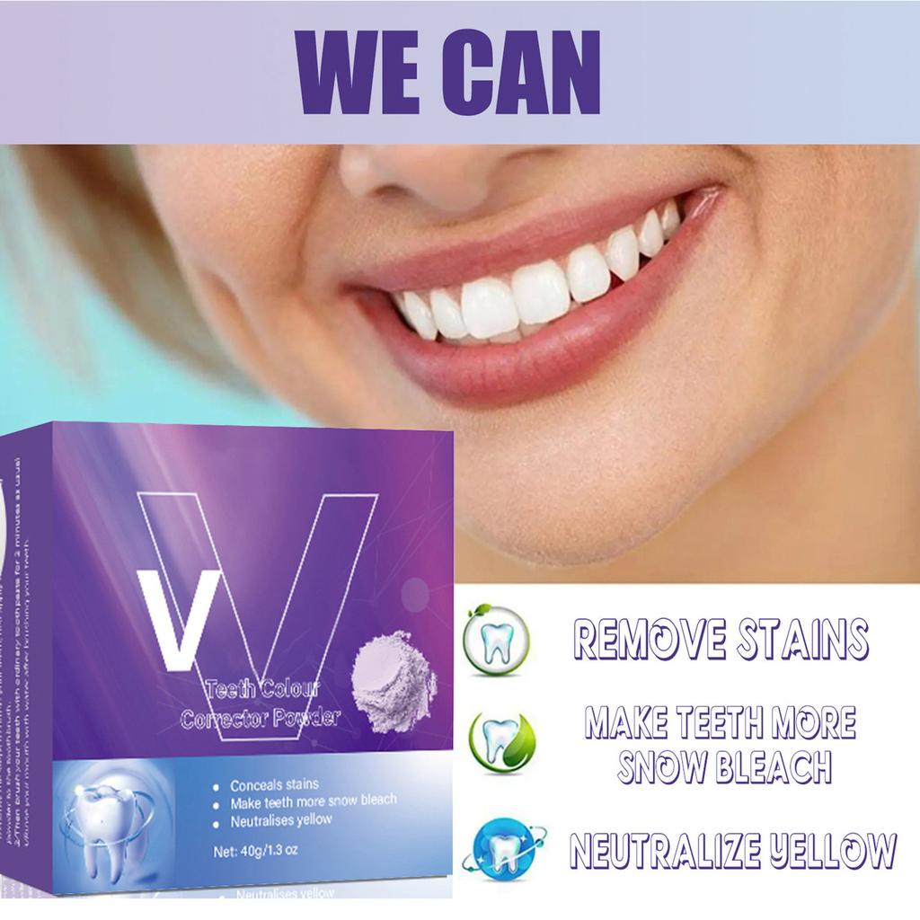 For Teeth Whitening Teeth Whitening Kits Teeth Color Corrector Toothpaste Teeth Stain Remover Color Corrector Purple Tooth Powder Teeth Whitener