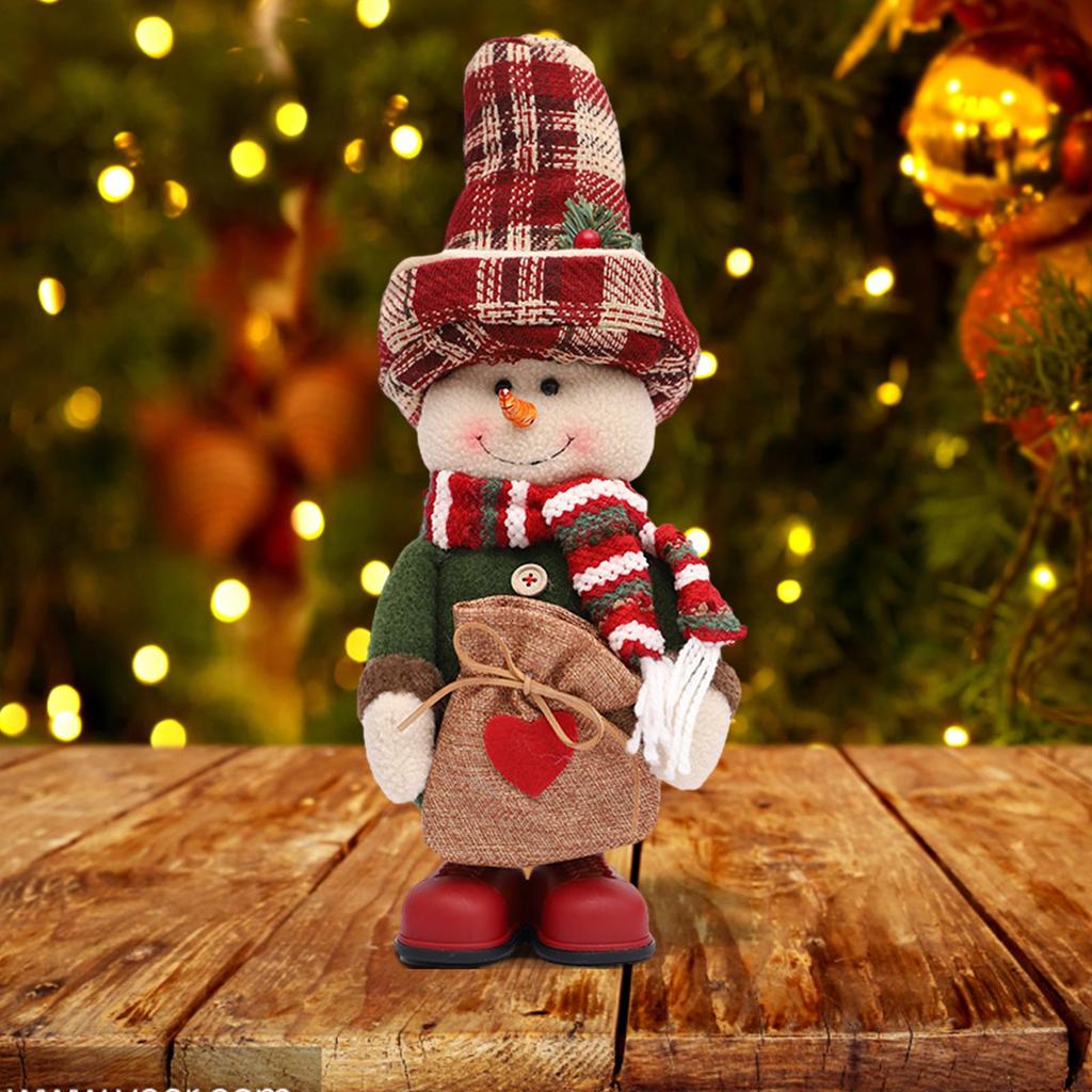 Plush Doll Stuffed Christmas Figurine Gift Xmas Standing Figurine Home Decoration for Holiday Bedroom Fireplace Office Decor