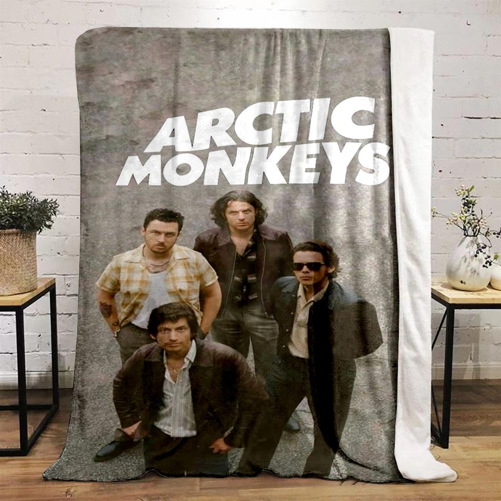 "Arctic Monkeys Band Design Bedroom Blanket" Printed Flannel Blanket for Bedroom, Living Room, Sofa, and Nap