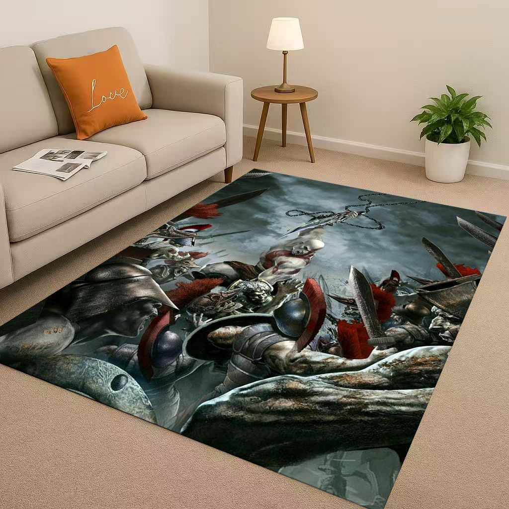 Hra God of War Kratos Kreslený Hráč Obývací pokoj Protiskluzový koberec Měkký koberec do ložnice Herní místnosti Pohovky, Snadno čistitelný Domácí rohožka
