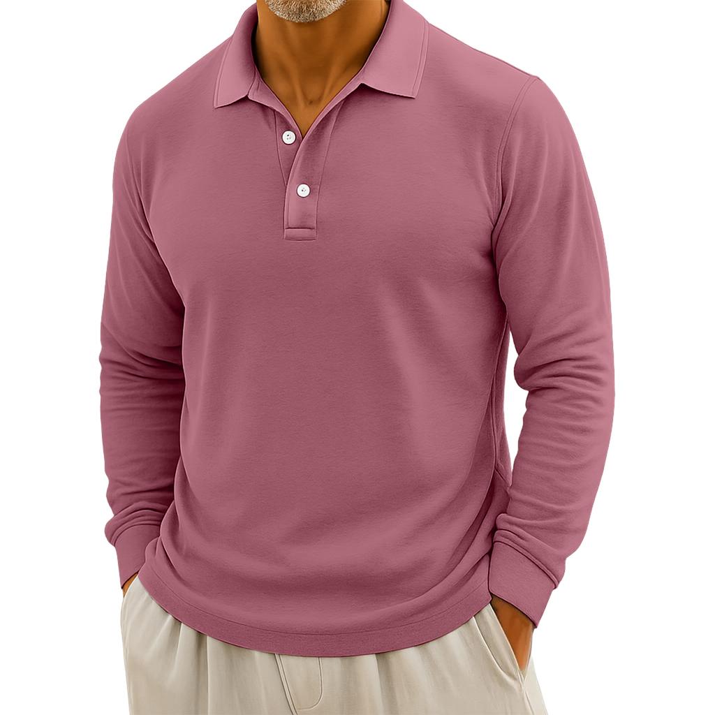 Men's Casual Solid Color Button Long Sleeve Top