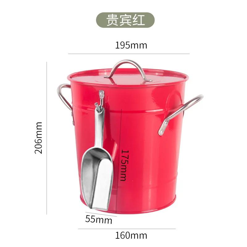 Table Vintage Iron Ice Bucket with Lid and Shovel Insulated Ice Bucket for Champagne Wine Beer Drinks Party Barware