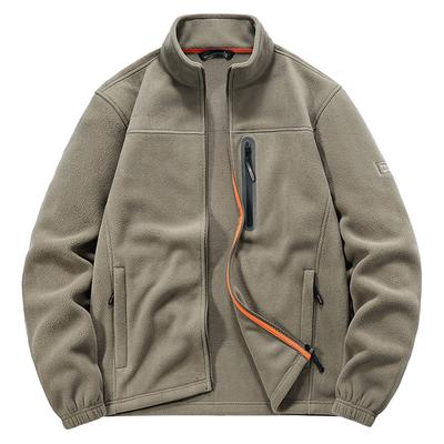 Polar Fleece Jacket for Men's Outdoor Casual Standing Collar Fleece Jacket