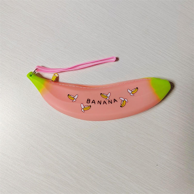 

1 шт. Студенческая сумка для ручек Силиконовая Креативная в форме фрукта банана Сумка для хранения ручек Маленький подарок Канцелярская сумка One Size розовый