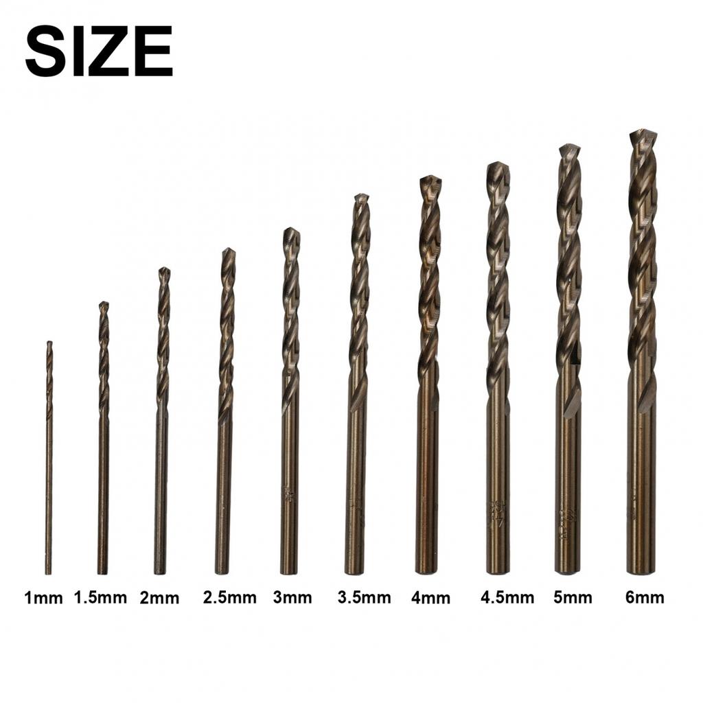 Versatile 10 Piece Cobalt Drill Bit Set For Drilling Through Hardened Steel