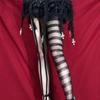 Women Vintage Gothic Dark Punk Style Sexy Pantyhose Goth Lolita Uniform Striped Asymmetric Hollow out Fishnet Tights Summer