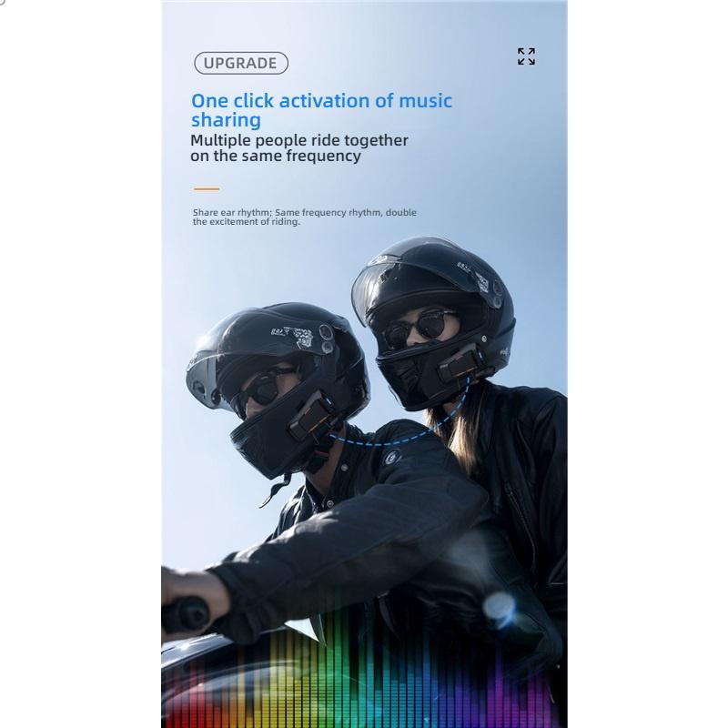 Bluetooth 6.0 Helmet Headphone, Dual Person Intercom Group Talk Noise Reduction for Motorcycle