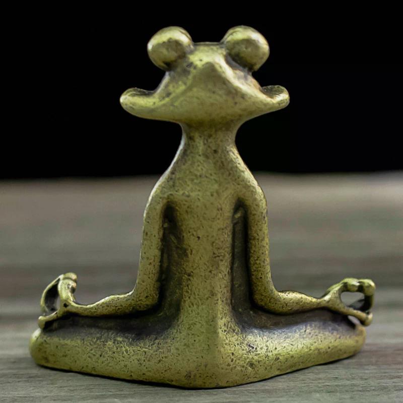 1PC Retro Copperware Incense Socket Zen Frog Ornaments Solid Pure Copper Frog Tea Pet Incense Holder Ornaments