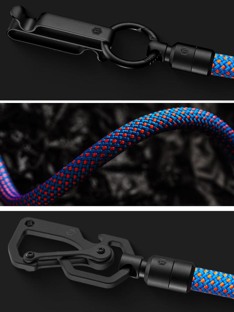 KeyUnity KD02 Lanț de Portofel pentru Bărbați [Carabină din Aliaj de Titan + Breloc de Curea + Lanț din Frânghie Poliester] Breloc pentru Bărbați Lanț pentru Blugi (KD02BN)