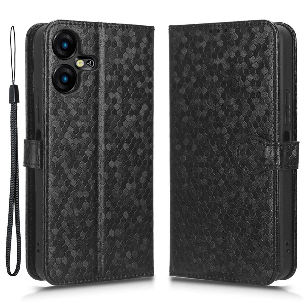 

For TECNO Pova Neo 3 4G Imprinted Dot Pattern Wallet Shell PU Leather Stand Case Phone Cover Black