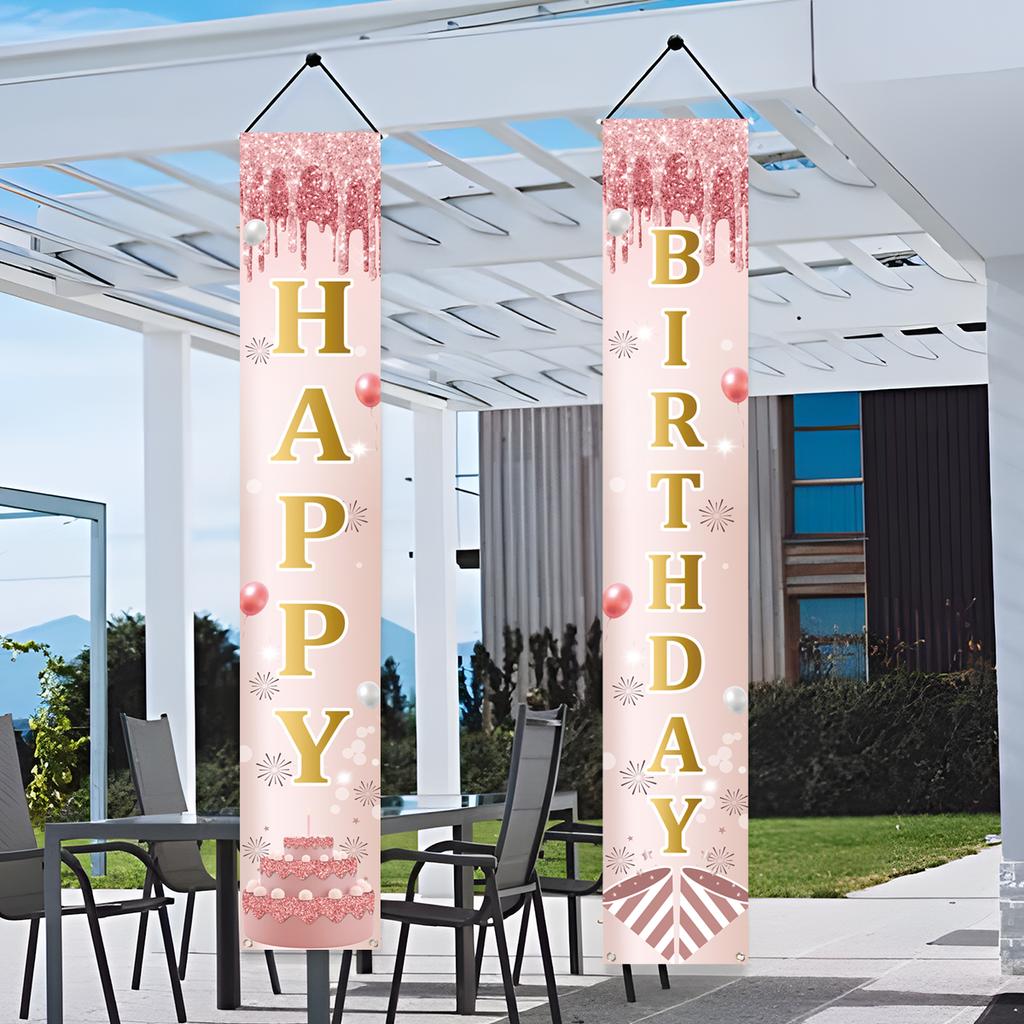 Black Gold Door Curtain Hanging Banner Happy Birthday Party Decor Adult 30th 40th 50th Birthday Party Anniversary Supplies