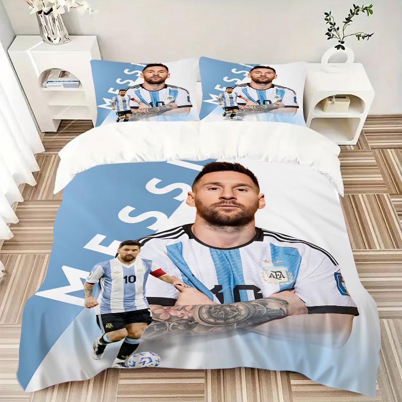 Messi Argentina Football Legend Print 3Pcs Bedding Setduvet Cover With 2 Bedropillowcase Home Birthday Gift