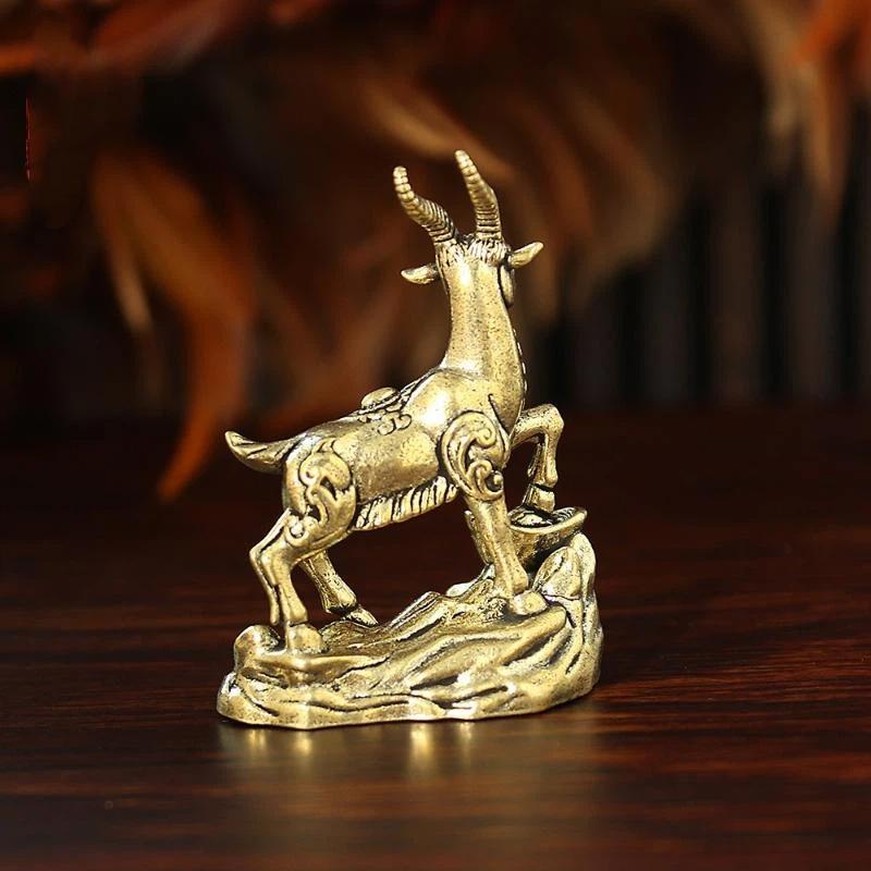 High Quality Vintage Feng Shui Coins Goat Statue Desktop Ornament Home Decoration Craft Accessories Lucky Zodiac Animal Figurine