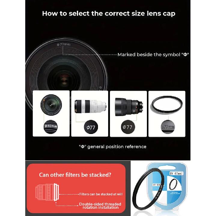 MYOBO MC UV Filter for Camera Lens Protection Ultra Slim Multi Coated HD Filters - 37 40.5 43 46 49 52 55 58 62 67 72 77 82 mm