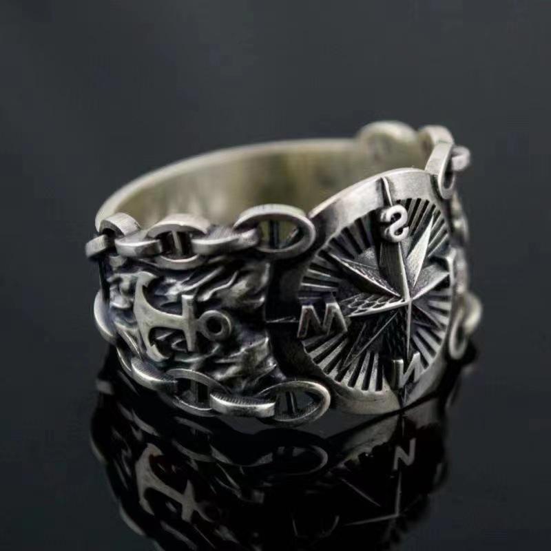 Men's Vintage Compass Hip Hop Punk Eight-Pointed Star Rings