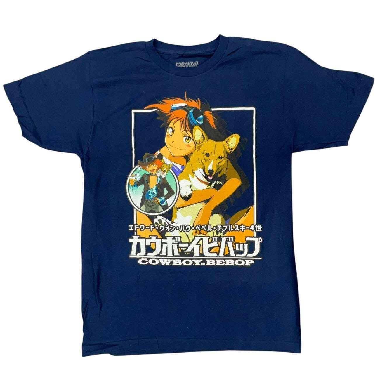 Cowboy Bebop T-Shirt Anime Ed & Ein Graphic Tee Sunrise Funimation Blue NEW XL