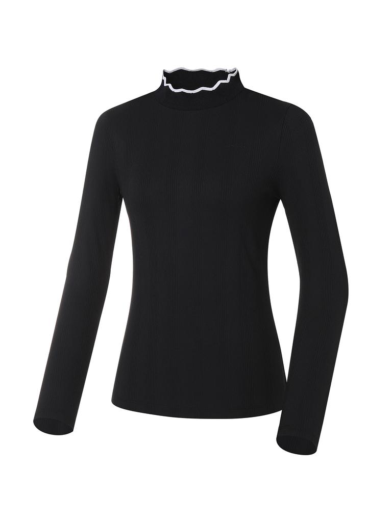WIDEANGLE Co Modified Collar Mock Neck T-Shirt L_Black