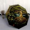 1pc Tree of Life Automatic Folding Umbrella, 8-Rib Sturdy Canopy, Portable Travel Umbrella for Outdoor Use