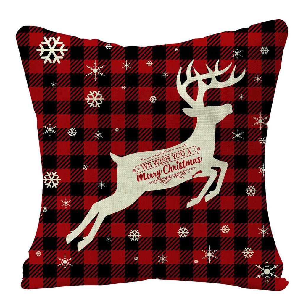 Christmas 40pcs Linen Pillowcase Festive Home Sofa Decoration Pillow Cushion Cover