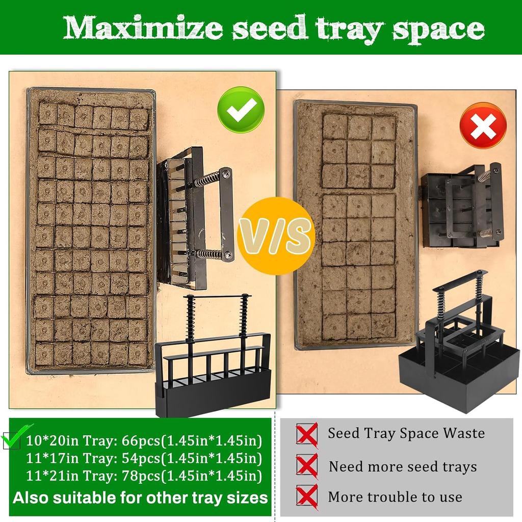 NNG 6 Cell Soil Blocker,1.45 Inch Soil Block Maker with Handle,Soil Blocking Tool for Seed Starting Germination,Grow Seedling