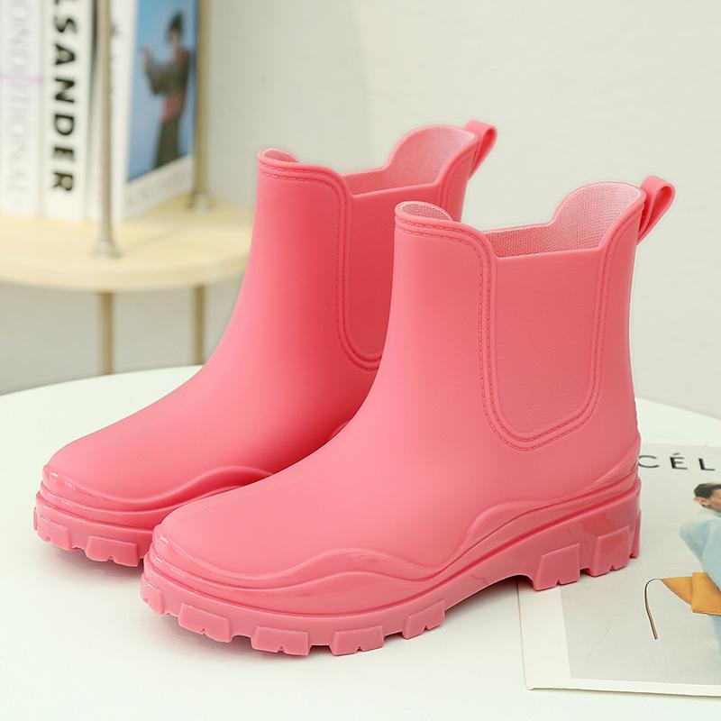Chelsea rain shoes women's fashion water shoes new velvet rain boots waterproof boot cover shoes non-slip rubber shoes
