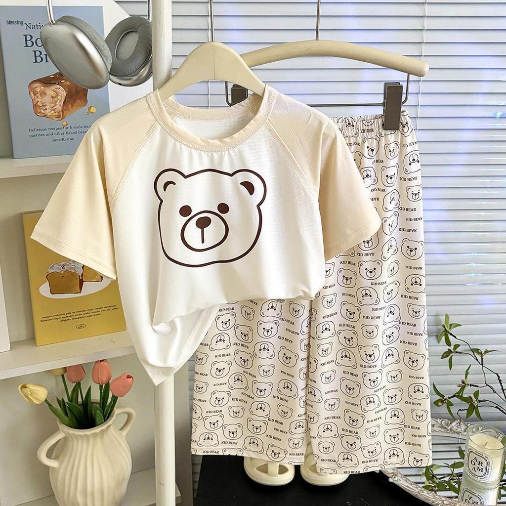 Summer Cartoon Short-Sleeve Pajama Set for Boys & Girls - Lightweight Home Wear for Children & Babies