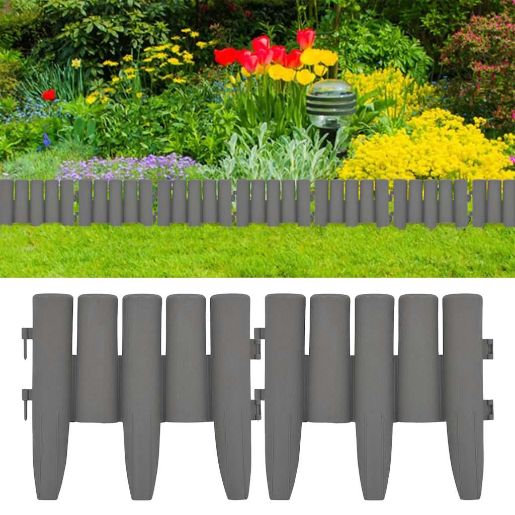Lawn Edging 36 Pcs Grey 10 M PP