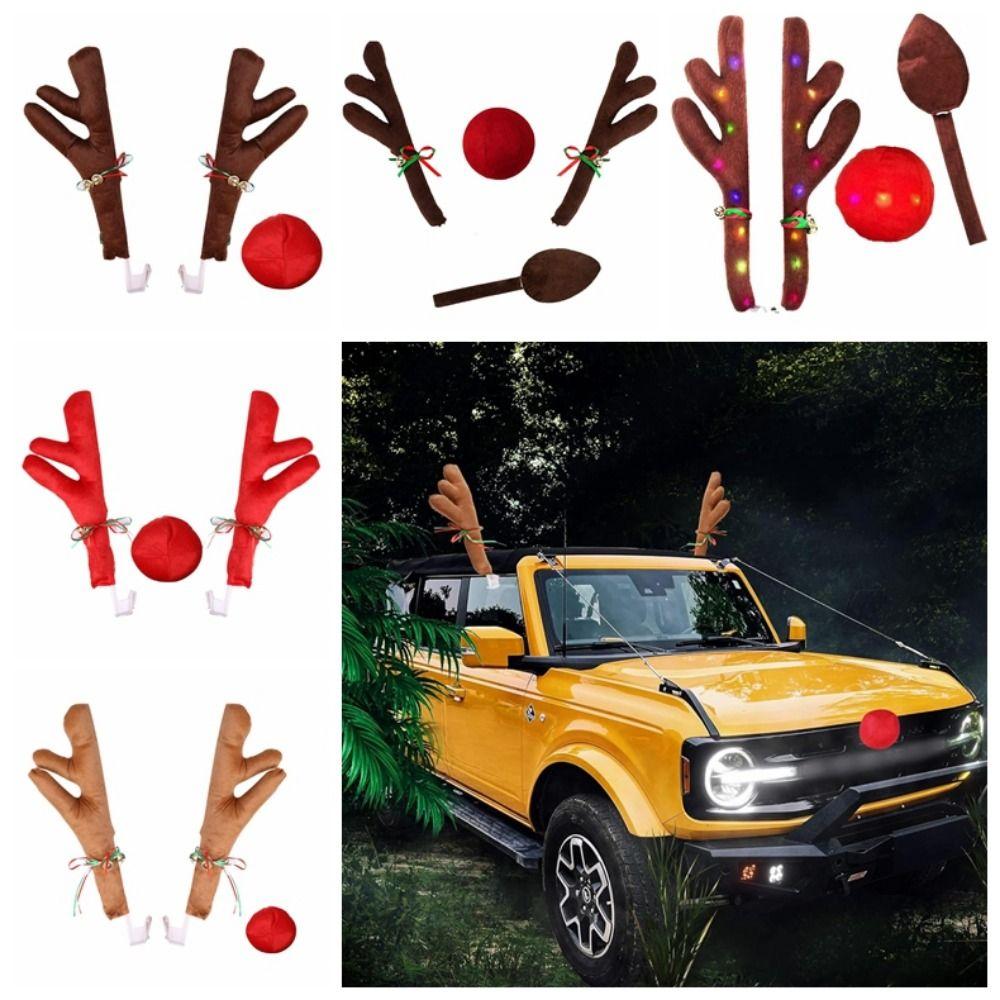 Deer Horn Cute Christmas Car Decorations Cartoon Car Reindeer Antler Kit  Reindeer Christmas Decor