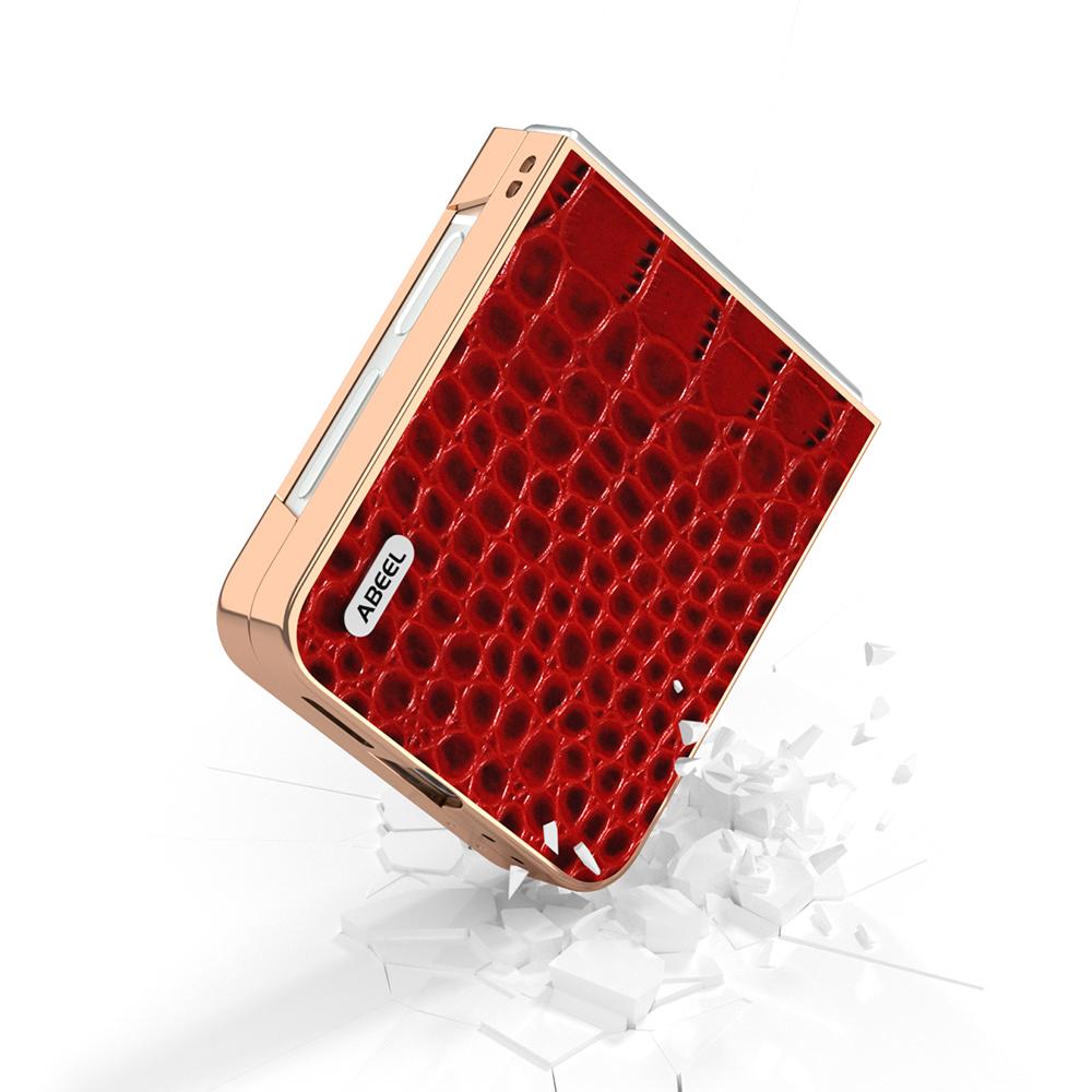 ABEEL For Samsung Galaxy Z Flip7 FE 5G/Z Flip6 5G Case Electroplating Edge Crocodile Texture Genuine Cow Leather Back Cover