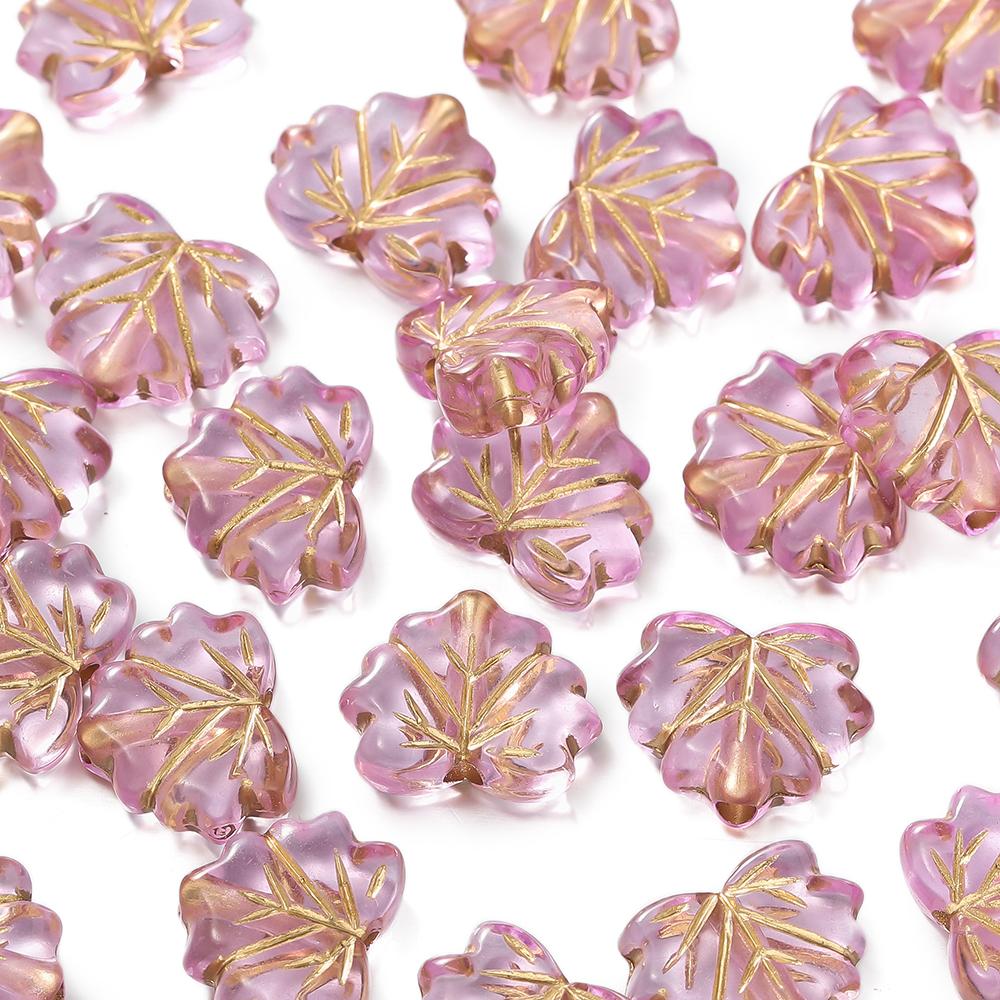50pcs/Lot Acrylic Leaves Beads Spacer Charms Bead for DIY Bracelet Necklace Keychain Jewelry Making Accessories Supplies