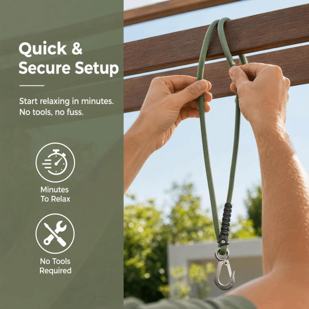 Heavy Duty Swing Suspension Rope Stainless Steel Hook Tie-Down Straps Garden