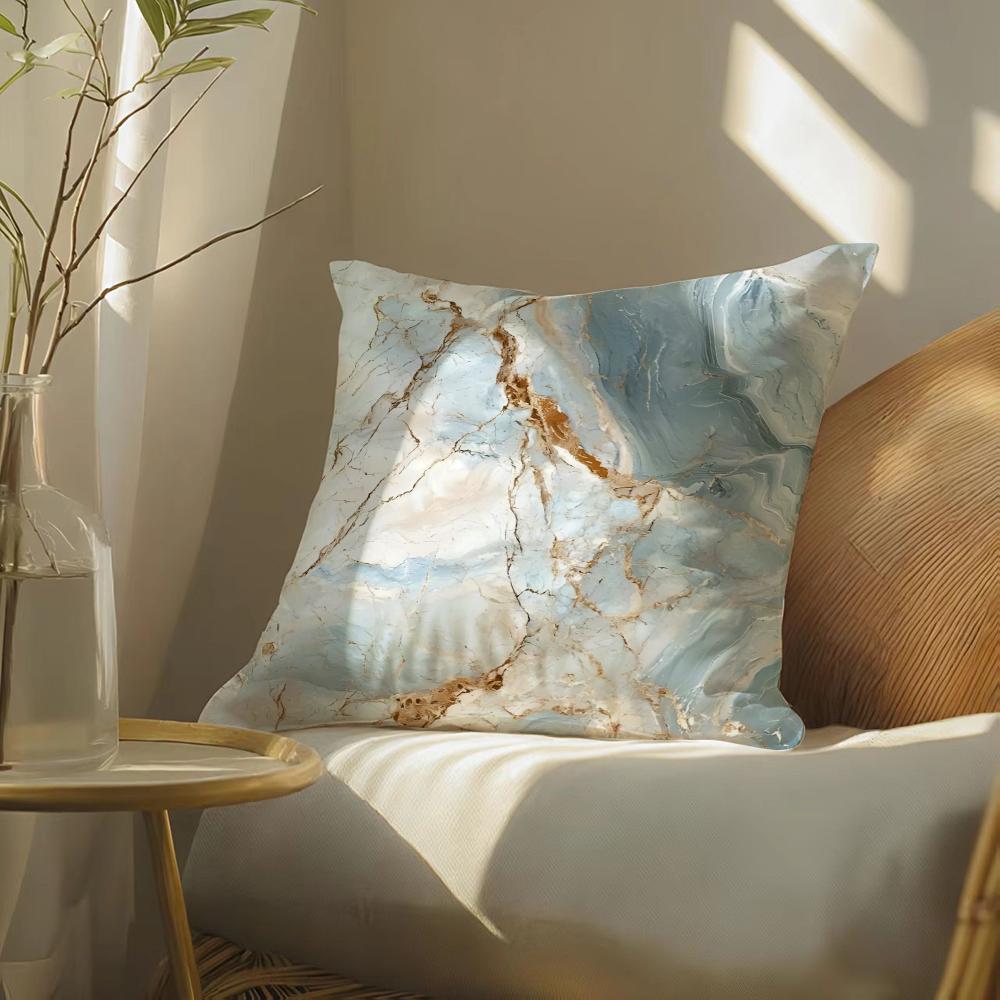 M-Marble Cushion Cover Soft Short Plush Pillow Cover Smooth Cozy Texture Aesthetic Cushion Case Home Decor