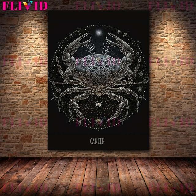 Дева, Весы, Рак, Овен, Близнецы Двенадцать созвездий, настенная живопись на холсте, созвездия, астрология, художественные плакаты и печать, украшение для дома 21cm×30cm NoFrame