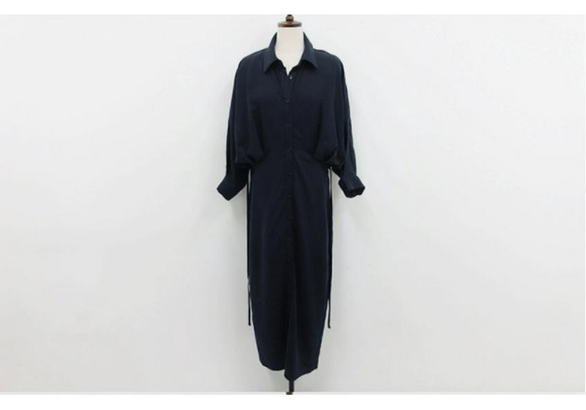 2026 Spring/Summer French Retro Over-the-Knee Lace-up Dress with Batwing Three-Quarter Sleeves