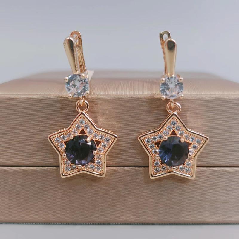 

Серьги-капли в форме звезды для женщин, новинка 2023 года, роскошные серьги с цирконием, модные золотые серьги для свадьбы, помолвки, ювелирные аксессуары фиолетовый