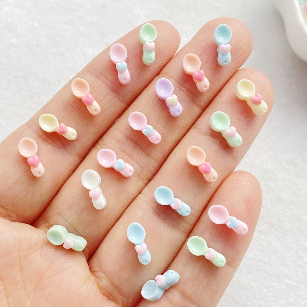 100pcs Colorful Resin Kawaii Mini Cute Mini Bow Spoon Fork Nail Art Flat back Stone Figurines Scrapbook DIY Jewelry Decor Crafts