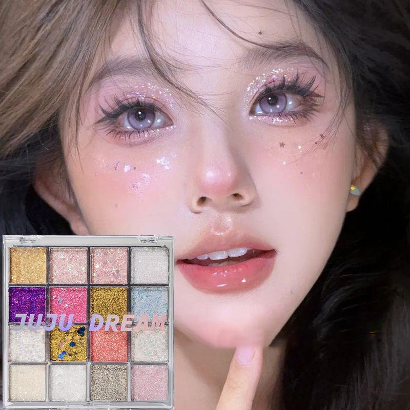 Sechzehn-funkelnde magische Lidschattenpalette, perlmuttfarben matt hell, koreanisches Make-up Lidschatten Bühnenauftritt