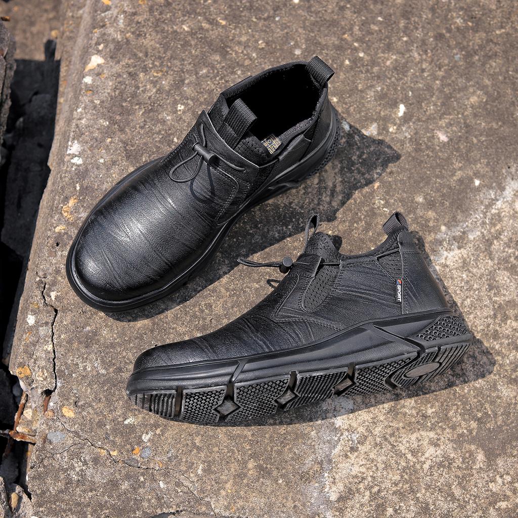 Men Work Safety Shoes Steel Toe Anti-smash Work Boots Water Resistant Working Boots Soft Upper All-Season Casual Hiking Footwear