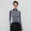 Chuyu Women's Faux Two-Piece Contrast Polo Neck Wool Knit Top