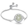 Crystal Rhinestone Aromatherapy Tree of Life Bracelet - Adjustable Titanium Steel with Essential Oil Compartment.
