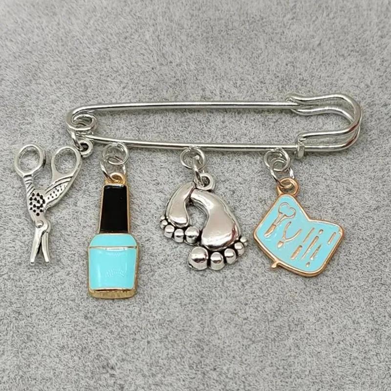 Fashion Nail Art Brooch Vintage Jewelry Mini Nail Art Nail Polish Scissors Pin Brooches