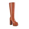 Krazing Pot PU Autumn Winter Shoes Super High Heels Stone Patterns European Design Platform Keep Warm Thigh High Boots