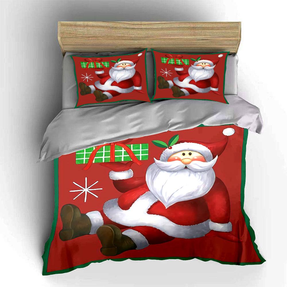 Santa Claus with Gift Box Bedding Duvet Cover Set Duvet Cover Pillowcases (1*Duvet Cover 2*Pillowcases, Without Duvet Insert)