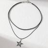 Novel Hollow Star Pendant All-matched Clavicle Chain Leathers Rope Neck Chain