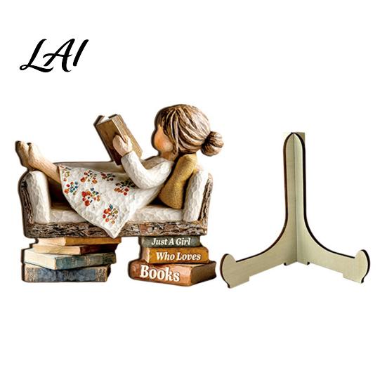 Wear-resistant Decorative Crafts Wooden Reading Desktop Ornaments for Home Office Decor Minimalist Figurine Premium Material Art Creative