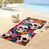 Bunte Zuckerschädel mit Blumenmuster Strandtuch schnelltrocknend für Reisen Outdoor-Sportarten Joggen Strand und Schwimmen